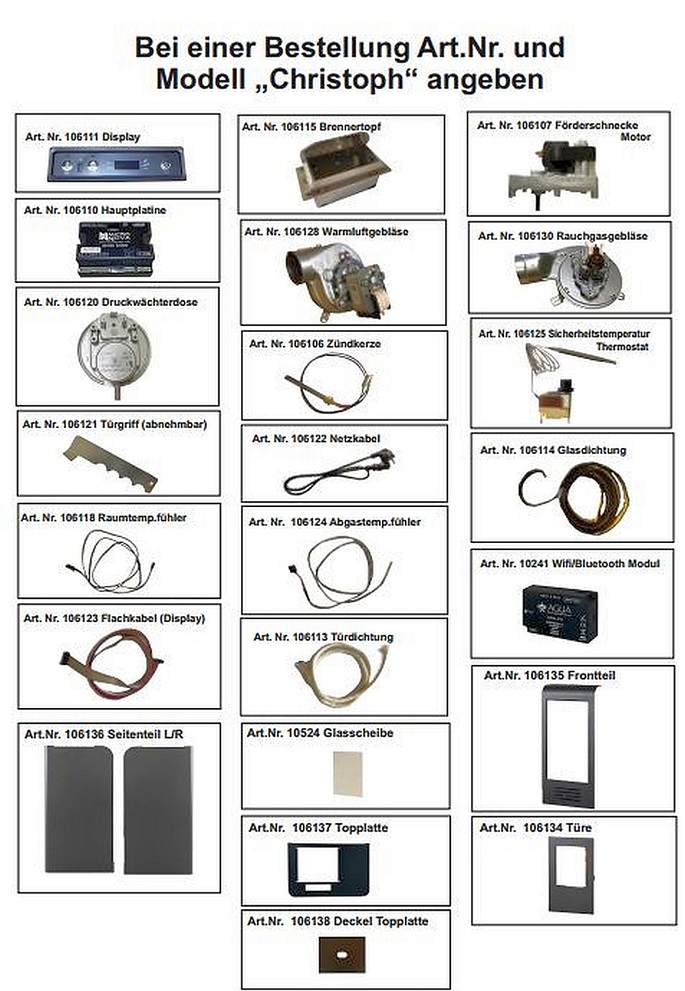 Ersatzteile für Globe Fire Pelletofen Christoph